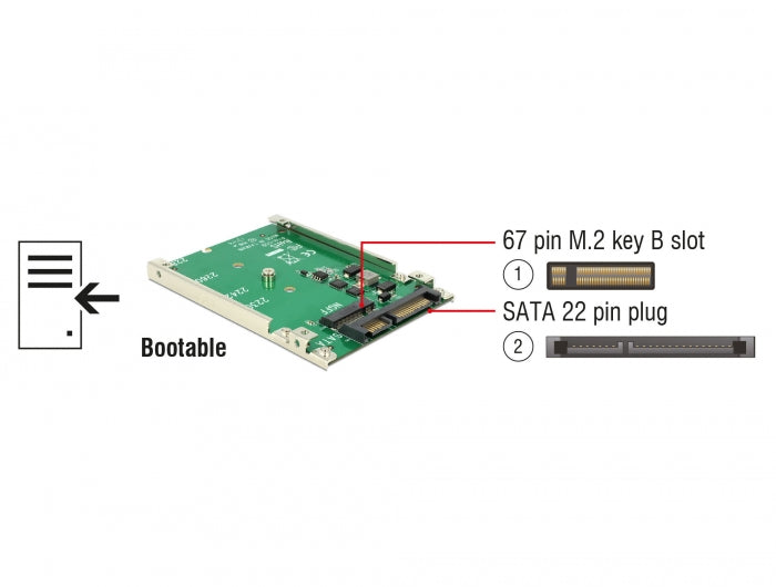 Delock 62544 2.5″ Converter Sata 22 Pin > 1 X M.2 Key B - 7 Mm