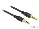 Delock 85592 Stereo Jack Cable 3.5 Mm 4 Pin Male > Male 0.5 M Black