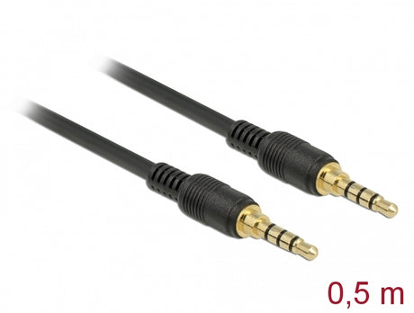 Delock 85592 Stereo Jack Cable 3.5 Mm 4 Pin Male > Male 0.5 M Black