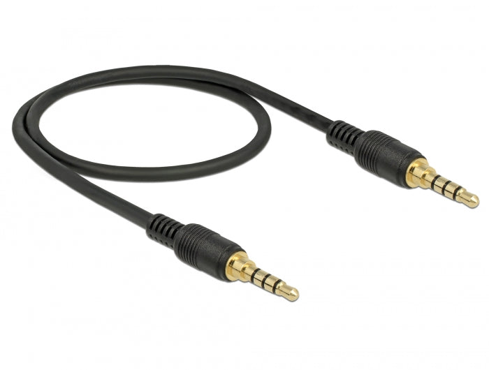 Delock 85592 Stereo Jack Cable 3.5 Mm 4 Pin Male > Male 0.5 M Black