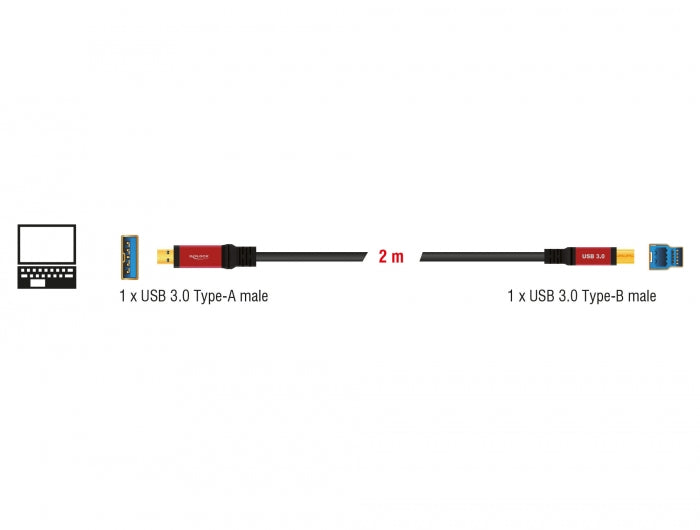 Delock 82757 Cable Usb 3.0 Type-A Male > Usb 3.0 Type-B Male 2 M Premium