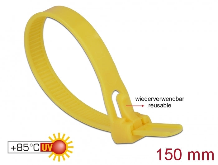 Delock 18760 Cable Ties Heat-Resistant L 150 X W 7.5 Mm 100 Pieces Yellow