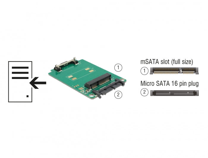 Delock 62520 1.8″ Converter Micro Sata 16 Pin > Msata Full Size