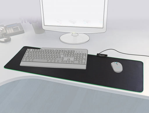 Delock 12555 Usb Mouse Pad 920 X 303 X 3 Mm With Rgb Illumination