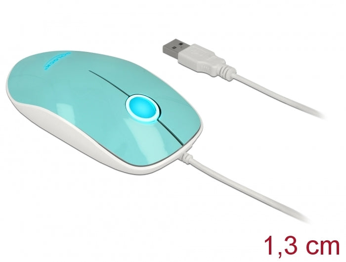 Delock 12538 Optical 3-Button Led Mouse Usb Type-A Turquoise