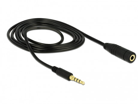 Delock 84666 Stereo Jack Extension Cable 3.5 Mm 4 Pin Male To Female 1 M Black