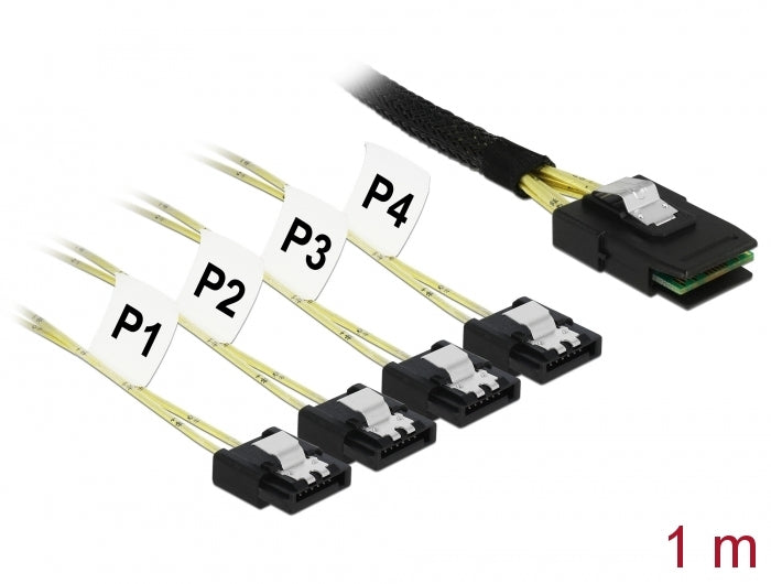 Delock 85731 Cable Mini Sas Sff-8087 > 4 X Sata 7 Pin 1 M Metal