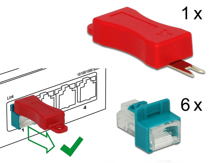 Delock 86425 Rj45 Secure Clip With Plug Set 6 Pieces