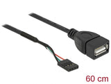 Delock 85671 Cable Usb 2.0 Pin Header Female To 1 X Usb 2.0 Type-A Female 60 Cm