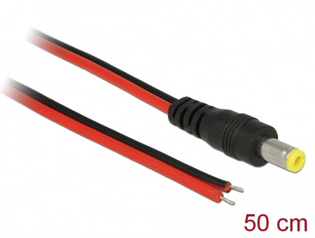 Delock 85741 Cable Dc 5.5 X 2.1 Mm Male To Open Wire Ends 50 Cm