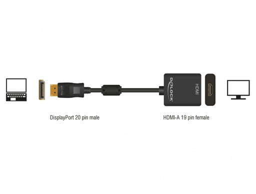 Delock 62607 Adapter Displayport 1.2 Male > Hdmi Female 4K Active Black