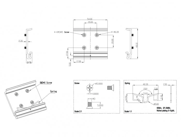 Delock 65992 Aluminium Mounting Clip For Din Rail (4 Mounting Holes)