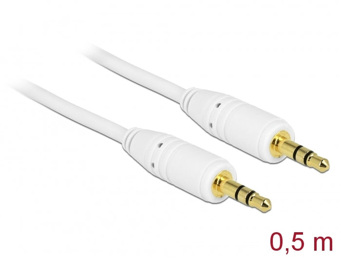 Delock 83743 Stereo Jack Cable 3.5 Mm 3 Pin Male > Male 0.5 M White