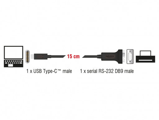 Delock 63908 Adapter Usb Type-C™ > 1 X Serial Db9 Rs-232