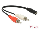 Delock 85806 Audio Cable 2 X Rca Male To 1 X 3.5 Mm 3 Pin Stereo Jack 20 Cm