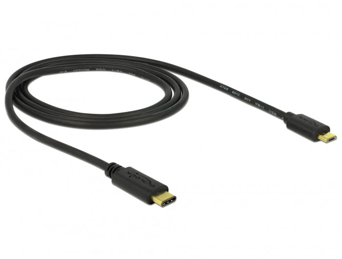 Delock 83602 Cable Usb Type-C™ 2.0 Male > Usb 2.0 Type Micro-B Male 1.0 M Black