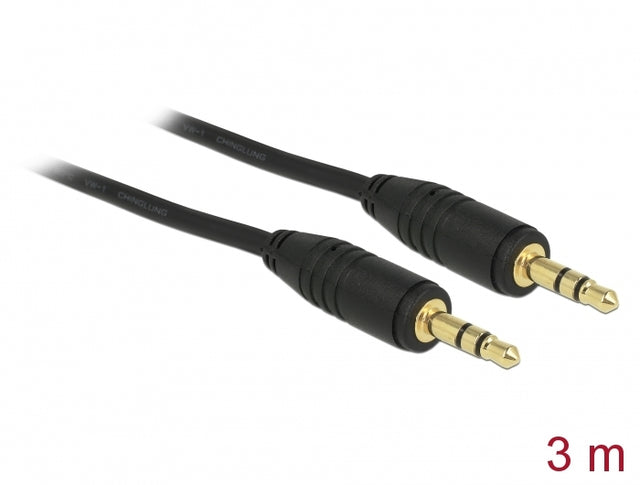 Delock 83748 Stereo Jack Cable 3.5 Mm 3 Pin Male > Male 3 M Black