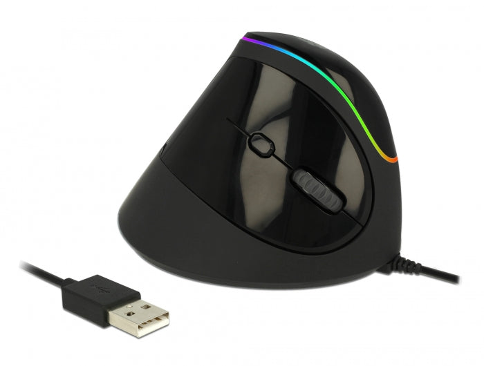 Delock 12597 Ergonomic Usb Mouse Vertical - Rgb Illumination