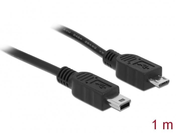 Delock 83177 Cable Usb 2.0 Micro-B Male > Usb Mini Male 1 M