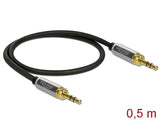 Delock 85784 Stereo Jack Cable 3.5 Mm 3 Pin Male To Male With Screw Adapter