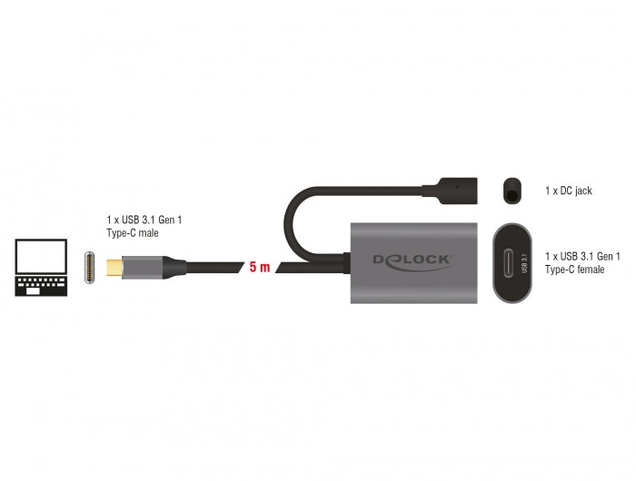 Delock 85392 Active Usb 3.1 Gen 1 Extension Cable Usb Type-C™ 5 M