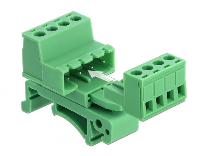 Delock 66079 Terminal Block Set For Din Rail 4 Pin With Pitch 5.08 Mm Angled