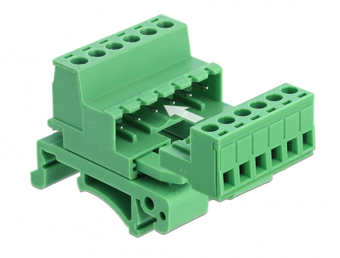 Delock 66080 Terminal Block Set For Din Rail 6 Pin With Pitch 5.08 Mm Angled