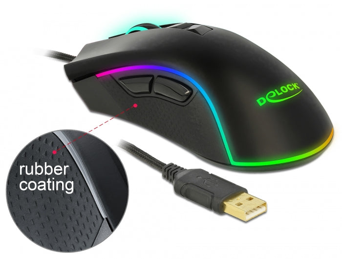 Delock 12670 Optical 7-Button Usb Gaming Mouse - Right Hander