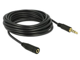 Delock 84669 Stereo Jack Extension Cable 3.5 Mm 4 Pin Male To Female 5 M Black