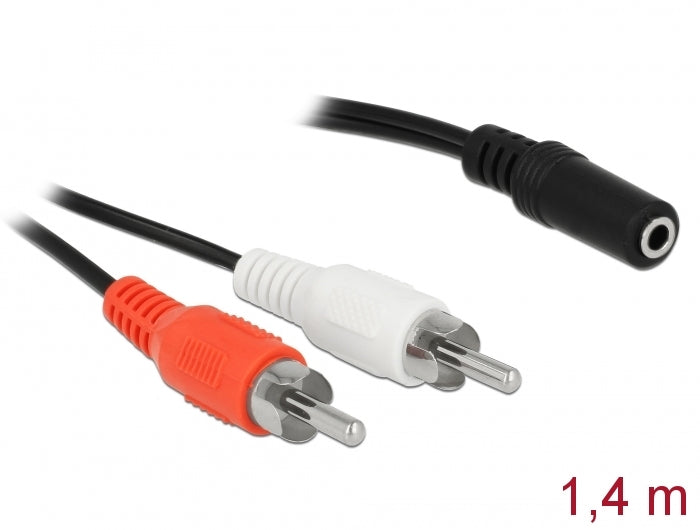 Delock 85808 Audio Cable 2 X Rca Male To 1 X 3.5 Mm 3 Pin Stereo Jack 1.4 M