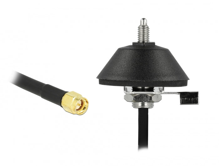 Delock 12589 Antenna Base M6 With Connection Cable Rg-58 C/U 3 M Sma Plug Black