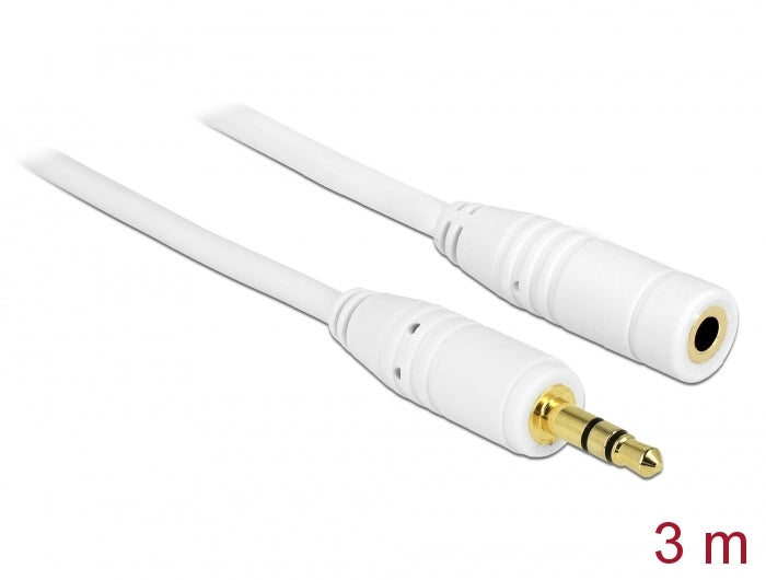 Delock 83769 Stereo Jack Extension Cable 3.5 Mm 3 Pin Male > Female 3 M White