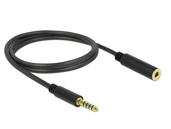 Delock 85796 Extension Cable Stereo Jack 4.4 Mm 5 Pin Male To Female 1 M Black