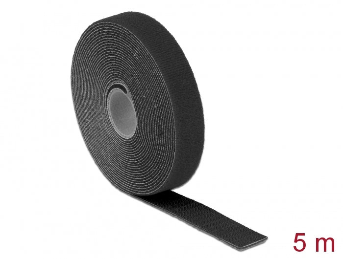 Delock 18715 Hook-And-Loop Tape On Roll L 5 M X W 20 Mm Black