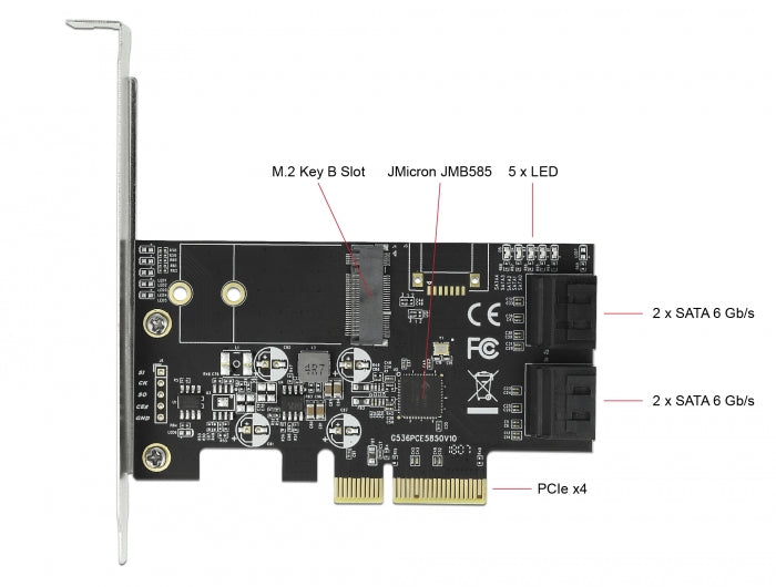 Delock 90396 4 Port Sata And 1 Slot M.2 Key B Pci Express X4 Card