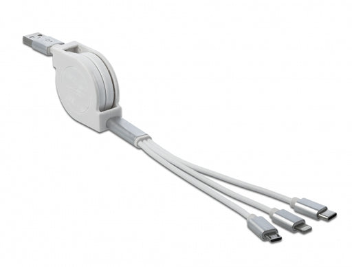 Delock 85850 Usb Type-A 3 In 1 Retractable Charging Cable For Lightning™