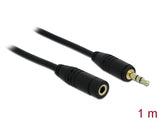 Delock 83764 Stereo Jack Extension Cable 3.5 Mm 3 Pin Male > Female 1 M Black