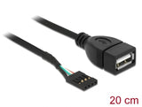 Delock 83291 Cable Usb Pin Header Female > Usb 2.0 Type-A Female 20 Cm