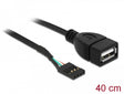 Delock 83825 Usb Cable Pin Header Female > Usb 2.0 Type-A Female 40 Cm