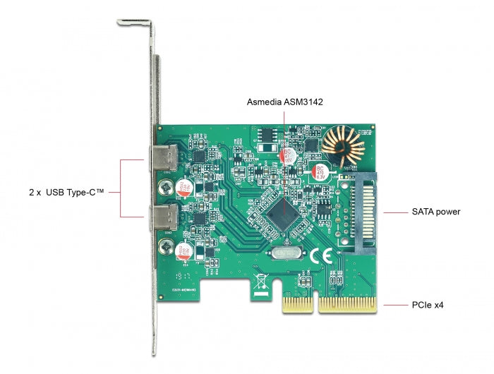 Delock 90397 Pci Express X4 Card To 2 X External Usb 10 Gbps Usb Type-C™ Female