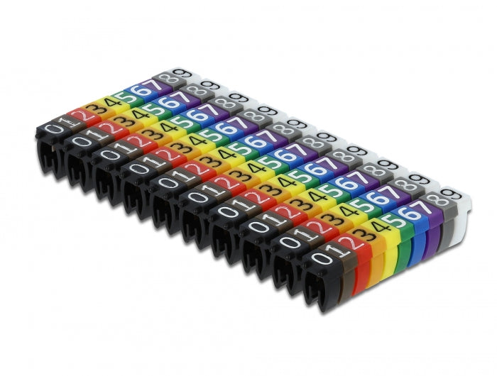 Delock 18304 Cable Marker Clips 0-9 Assorted Colours 100 Pieces