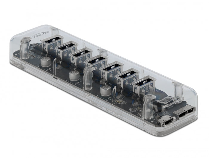 Delock 64088 External Usb 3.0 Hub With 7 Ports Transparent