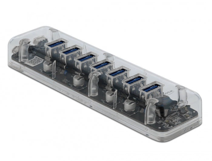 Delock 64088 External Usb 3.0 Hub With 7 Ports Transparent