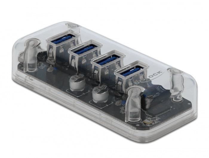 Delock 64087 External Usb 3.0 Hub With 4 Ports Transparent