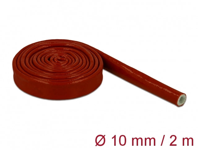 Delock 18897 Fire-Proof Sleeving Silicone-Coated 2 M X 10 Mm Red