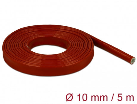 Delock 18898 Fire-Proof Sleeving Silicone-Coated 5 M X 10 Mm Red