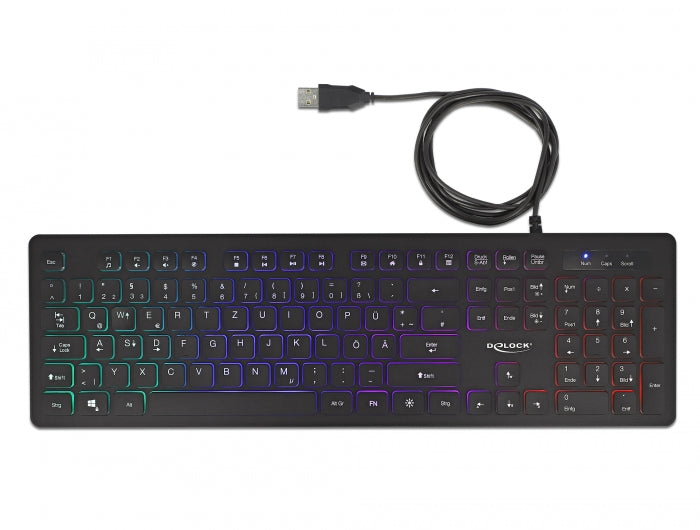 Delock 12625 Usb Keyboard Wired 1.5 M Black With Rgb Illumination