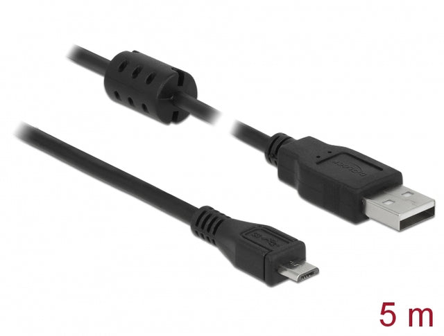 Delock 84910 Cable Usb 2.0 Type-A Male > Usb 2.0 Micro-B Male 5.0 M Black