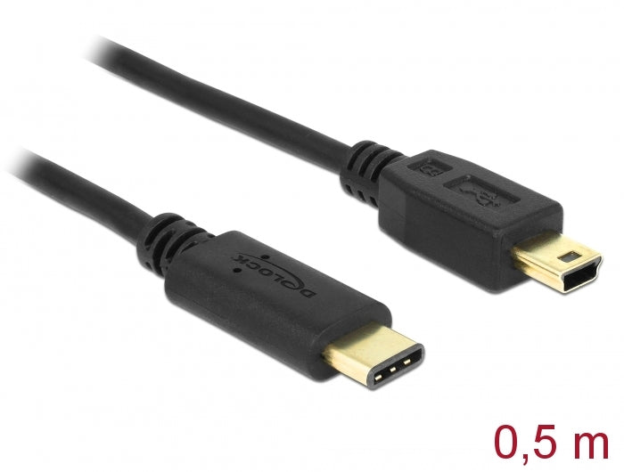 Delock 83335 Cable Usb Type-C™ 2.0 Male > Usb 2.0 Type Mini-B Male 0.5 M Black