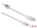 Delock 83906 Cable Usb 2.0 Type-A Male > Usb 2.0 Mini-B Male 1.5 M Transparent